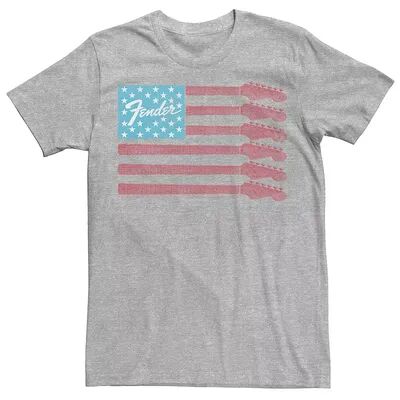 Licensed Character Men's Fender Guitar Flag Americana Rock Tee, Size: XL, Med Grey