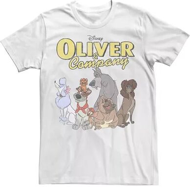 Licensed Character Big & Tall Disney Oliver And Company Group Shot Vintage Portrait Tee, Men's, Size: LT, White