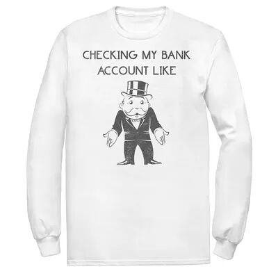 Licensed Character Men's Monopoly Checking My Bank Account Like Tee, Size: XL, White