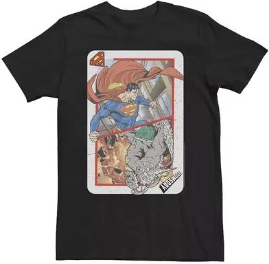 DC Comics Big & Tall DC Comics Superman & Doomsday Vintage Playing Card Tee, Men's, Size: 4XL, Black