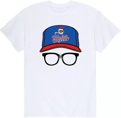 Licensed Character Men's Major League Cap & Glasses Baseball Tee, Size: Small, White