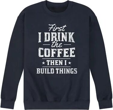 Licensed Character Men's First Drink Coffee Sweatshirt, Size: Large, Blue