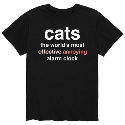 Licensed Character Men's Cats Worlds Alarm Clock Tee, Size: Small, Black