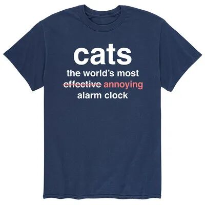 Licensed Character Men's Cats Worlds Alarm Clock Tee, Size: Medium, Blue
