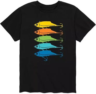 Licensed Character Men's Rainbow Fishing Lures Tee, Size: XL, Black