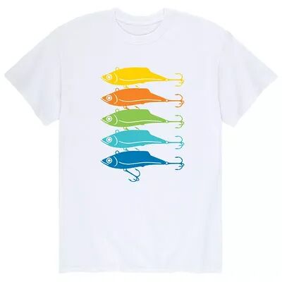 Licensed Character Men's Rainbow Fishing Lures Tee, Size: XL, White