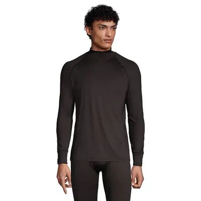 Lands' End Men's Lands' End Stretch Thermaskin Long Underwear Mockneck Base Layer Top, Size: Small, Black