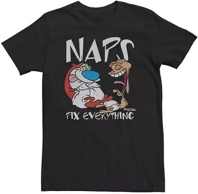 Licensed Character Big & Tall Nickelodeon Ren And Stimpy Naps Fix Everything Baby Diapers Tee, Men's, Size: 3XL Tall, Black