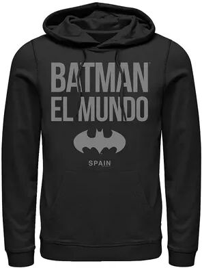 Licensed Character Men's Batman: El Mundo Spain Icon Logo Hoodie, Size: Medium, Black