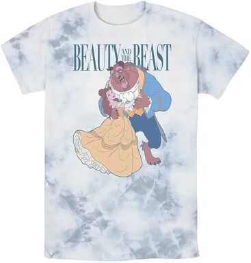 Licensed Character Men's Disney Beauty And The Beast Belle And Beast Classic Portrait Bomabrd Wash Tee, Size: Small, Multicolor