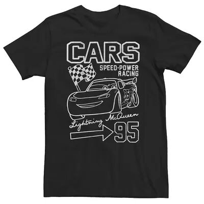 Disney Big & Tall Disney / Pixar Cars Lightning McQueen Speed Power Racing 95 Tee, Men's, Size: 3XL Tall, Black