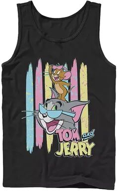 Licensed Character Men's Tom And Jerry 90's Theme Background Tank, Size: XL, Black