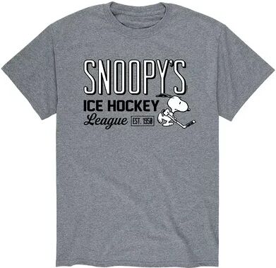 Licensed Character Men's Peanuts Ice Hockey League Tee, Size: XL, Med Grey