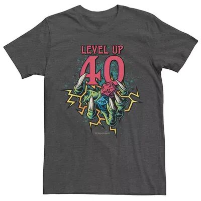 Licensed Character Men's Wizards Of The Coast Dungeons & Dragons Level Up 40 Dices Tee, Size: Medium, Dark Grey