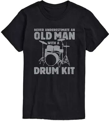 Licensed Character Men's Never Underestimate an Old Man with a Drum Kit T-Shirt, Size: Medium, Black