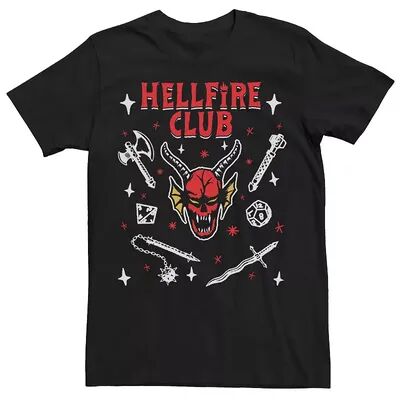 Licensed Character Men's Netflix - Stranger Things The Hellfire Club Mace Dagger Axe Tee, Size: Small, Black