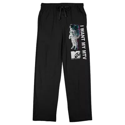 Licensed Character Men's MTV Moon Man I Want My Sleep Pants, Size: Small, Black