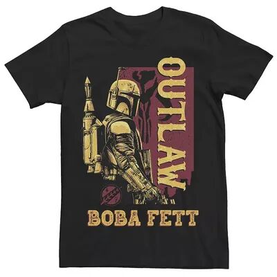 Licensed Character Men's Star Wars The Book Of Boba Fewtt Outlaw Gold Suit Tee, Size: Small, Black