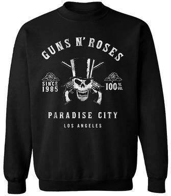 Licensed Character Men's Guns n' Roses Whiskey Label Sweatshirt, Size: XL, Black