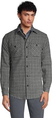 Lands' End Men's Lands' End Traditional-Fit Rugged Flannel Button-Down Shirt, Size: XXL, Black