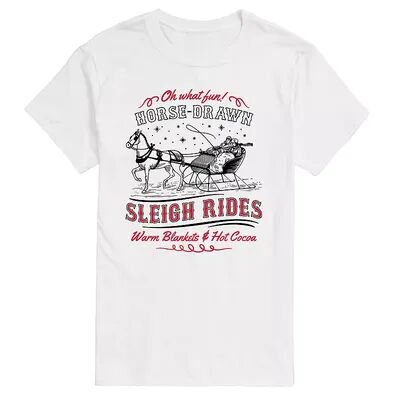License Big & Tall Sleigh Ride Vintage Sign Tee, Men's, Size: Large Tall, White