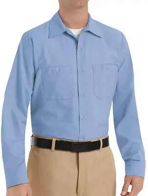 Red Kap Men's Red Kap Classic-Fit Industrial Button-Down Work Shirt, Size: XL, Blue