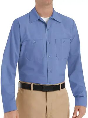 Red Kap Men's Red Kap Classic-Fit Industrial Button-Down Work Shirt, Size: XL, Blue