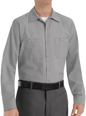 Red Kap Men's Red Kap Classic-Fit Industrial Button-Down Work Shirt, Size: XXL, Grey