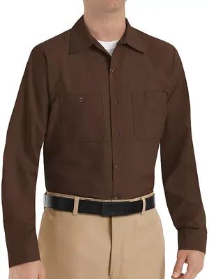 Red Kap Men's Red Kap Classic-Fit Industrial Button-Down Work Shirt, Size: XL, Brown