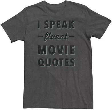 Licensed Character Men's Fluent Speak In Movie Quotes Tee Shirt, Size: Large, Dark Grey