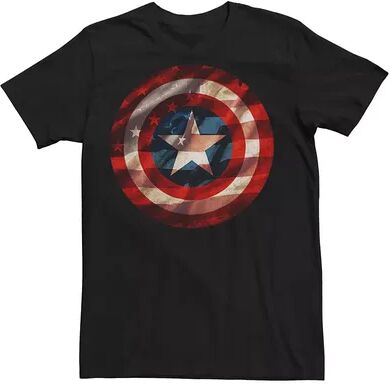 Licensed Character Men's Marvel Captain America USA Flag Shield Fill Tee, Size: XL, Black