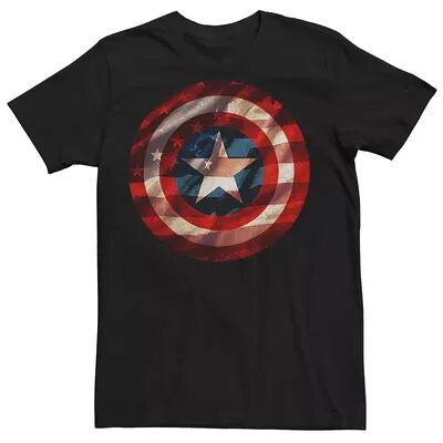 Licensed Character Men's Marvel Captain America USA Flag Shield Fill Tee, Size: 3XL, Black