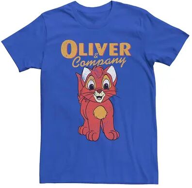 Licensed Character Men's Disney Oliver and Company Vintage Oliver Poster Tee, Size: 3XL, Med Blue