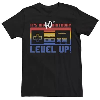 Licensed Character Men's Nintendo My 40th Birthday Level Up Tee, Size: XL, Black