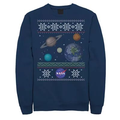 Licensed Character Men's NASA Solar System Christmas Sweatshirt, Size: XXL, Blue