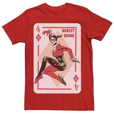 DC Comics Men's Batman Harley Quinn Vintage Playing Card Tee, Size: XL, Red