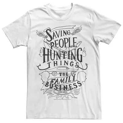 Licensed Character Men's Supernatural Saving People Hunting Things The Family Business Tee, Size: Large, White