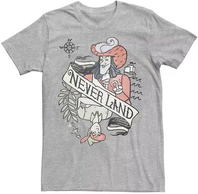 Disney Men's Disney Peter Pan Captain Hook Playing Card Tee, Size: XL, Med Grey