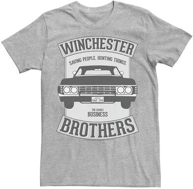 Licensed Character Men's Supernatural Winchester Brothers Saving People. Hunting Things. Tee, Size: Small, Med Grey