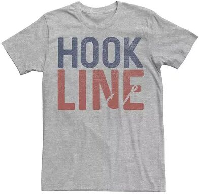 Licensed Character Men's Hook Line Fishing Hook Text Stack Graphic Tee, Size: Medium, Med Grey