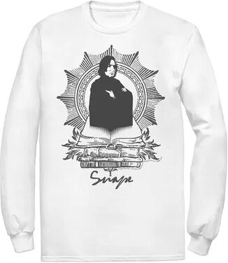 Harry Potter Men's Harry Potter Snape Books Portrait Long Sleeve Graphic Tee, Size: Small, White