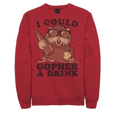 Licensed Character Men's I Could Gopher A Drink Animal Humor Graphic Fleece Pullover, Size: Large, Red