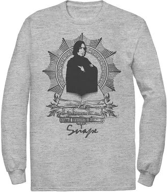 Harry Potter Men's Harry Potter Snape Books Portrait Long Sleeve Graphic Tee, Size: XXL, Med Grey