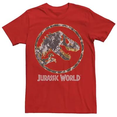Licensed Character Men's Jurassic World Camouflage Yellow Outline Fossil Coin Logo Tee, Size: 3XL, Red