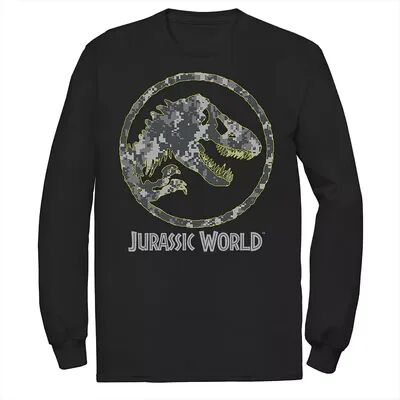 Licensed Character Men's Jurassic World Camouflage Yellow Outline Fossil Coin Logo Tee, Size: Small, Black