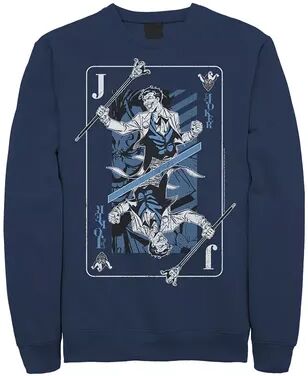 DC Comics Mens DC Comics The Joker Playing Card Sweatshirt, Men's, Size: Small, Blue