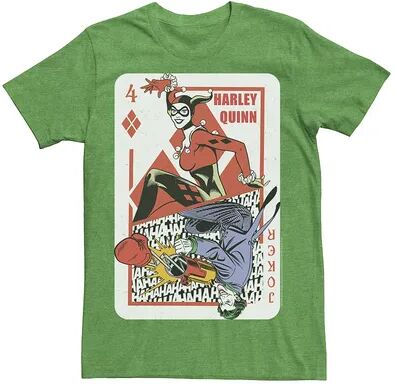 DC Comics Mens DC Comics Harley Quinn Joker Playing Card Tee, Men's, Size: XL, Med Green