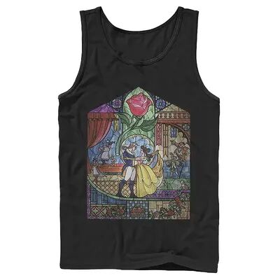 Licensed Character Men's Disney Beauty & The Beast Stained Glass Rose Tank, Size: XL, Black