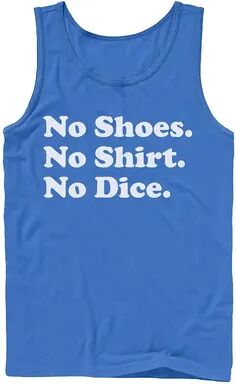 Licensed Character Men's Fast Times At Ridgemont No Shoes No Shirt No Dice Tank, Size: Large, Med Blue