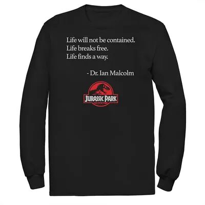 Licensed Character Men's Jurassic Park Life Finds A Way Quote Tee, Size: XXL, Black